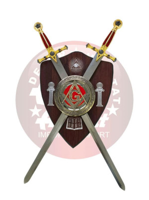 NOVEDAD PANOPLIA CON 2 ESPADAS MASONICA EN ROJO